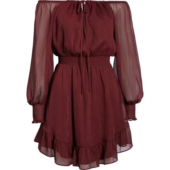 Charles Henry Womens size XL Metallic Off the Shoulder Long Sleeve Mini Dress - Picture 3 of 15